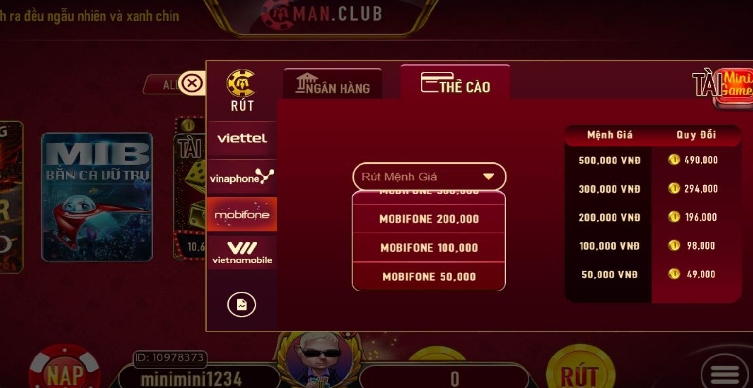 cách rút tiền Manclub